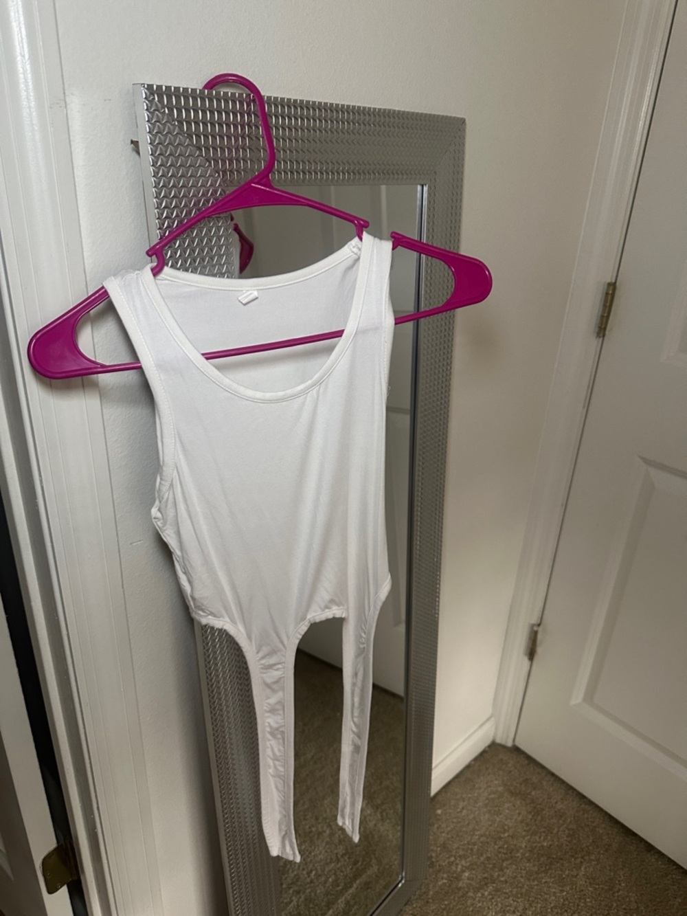 White Sleeveless Ribbed Bodysuit Tank Top